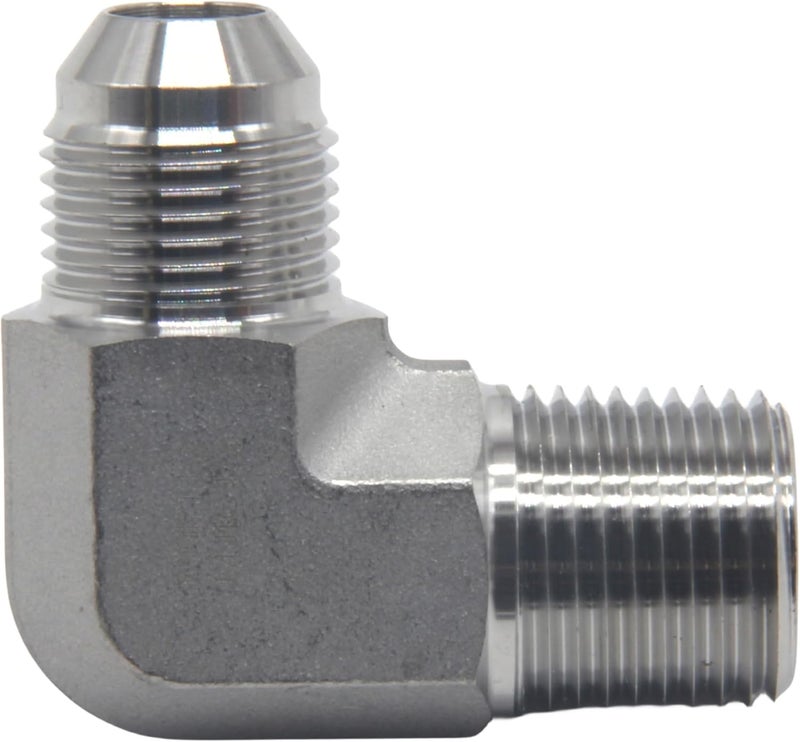 HFS (R) 1/2" Male NPT to 1/2" Male JIC Elbow 90° Flare Pipe Fitting 304 Stainless Steel (1/2" MNPT x 1/2" MJIC) - Image 5